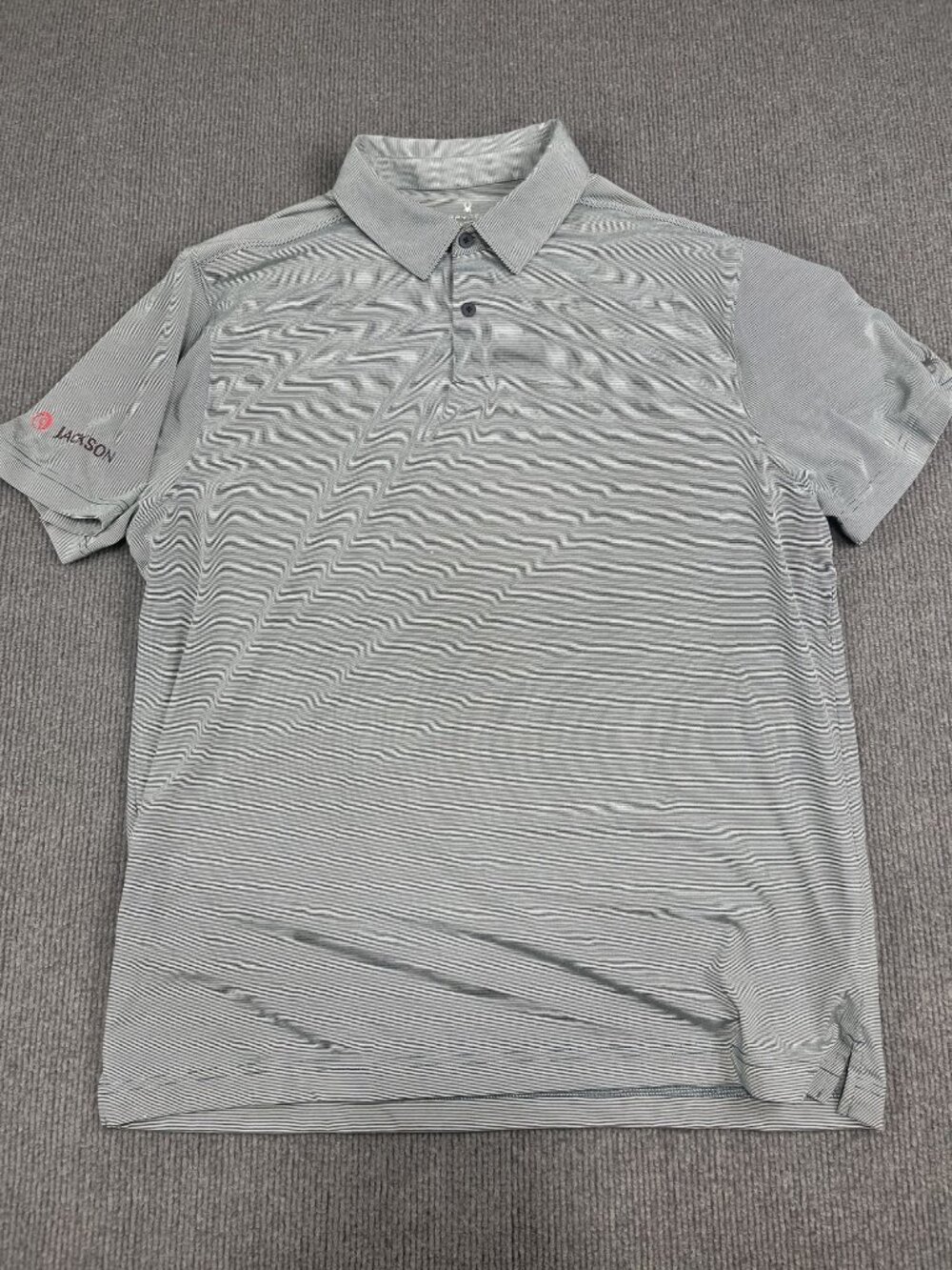 Spyder Mens Blue Micro Striped Polo Shirt XL Jackson Logo Short Sleeve